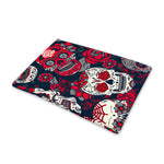 White Red Sugar Skull Pattern Print Pet Cooling Mat Cover