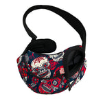 White Red Sugar Skull Pattern Print Pet Sling Carrier