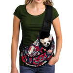 White Red Sugar Skull Pattern Print Pet Sling Carrier