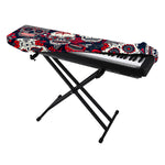 White Red Sugar Skull Pattern Print Piano Keyboard Cover