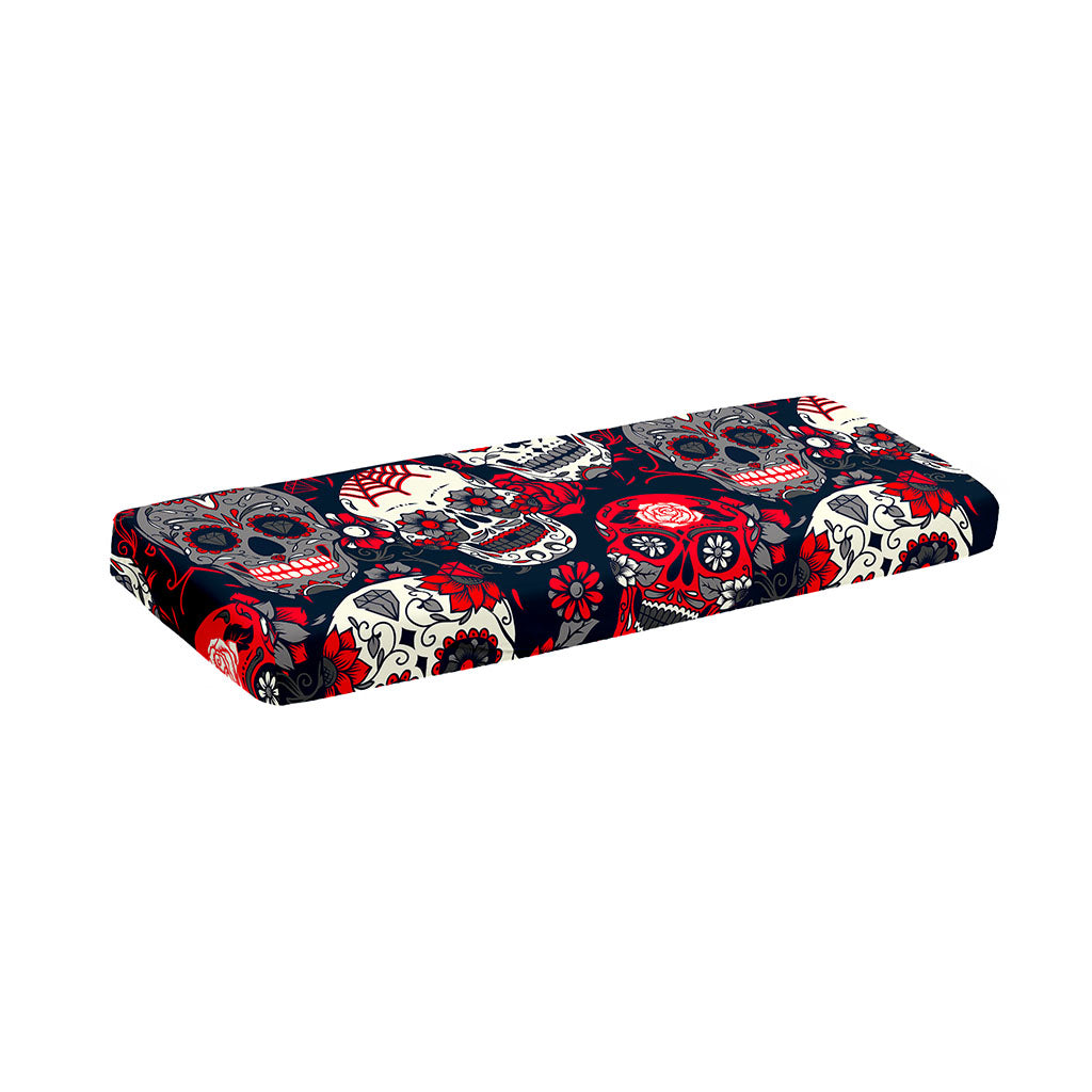 White Red Sugar Skull Pattern Print Piano Keyboard Cover