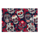 White Red Sugar Skull Pattern Print Placemat