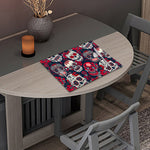 White Red Sugar Skull Pattern Print Placemat