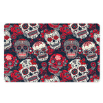 White Red Sugar Skull Pattern Print Polyester Doormat