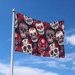 White Red Sugar Skull Pattern Print Polyester Flag