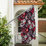 White Red Sugar Skull Pattern Print Polyester Flag