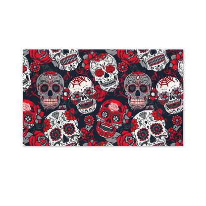White Red Sugar Skull Pattern Print Polyester Flag
