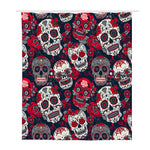White Red Sugar Skull Pattern Print Polyester Shower Curtain