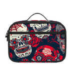 White Red Sugar Skull Pattern Print Portable Lunch Bag