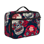White Red Sugar Skull Pattern Print Portable Lunch Bag