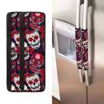 White Red Sugar Skull Pattern Print Refrigerator Handle Covers