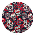 White Red Sugar Skull Pattern Print Round Blanket