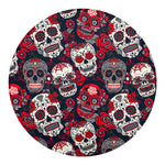 White Red Sugar Skull Pattern Print Round Blanket