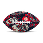 White Red Sugar Skull Pattern Print Rugby Ball