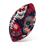 White Red Sugar Skull Pattern Print Rugby Ball