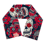 White Red Sugar Skull Pattern Print Scarf