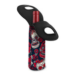 White Red Sugar Skull Pattern Print Single Neoprene Wine Tote