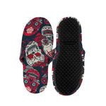 White Red Sugar Skull Pattern Print Slippers