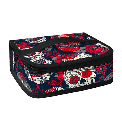 White Red Sugar Skull Pattern Print Small Lunch Bag