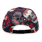 White Red Sugar Skull Pattern Print Snapback Cap