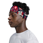 White Red Sugar Skull Pattern Print Sports Headband