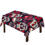 White Red Sugar Skull Pattern Print Tablecloth