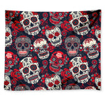 White Red Sugar Skull Pattern Print Tapestry