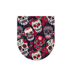 White Red Sugar Skull Pattern Print Toilet Lid Cover