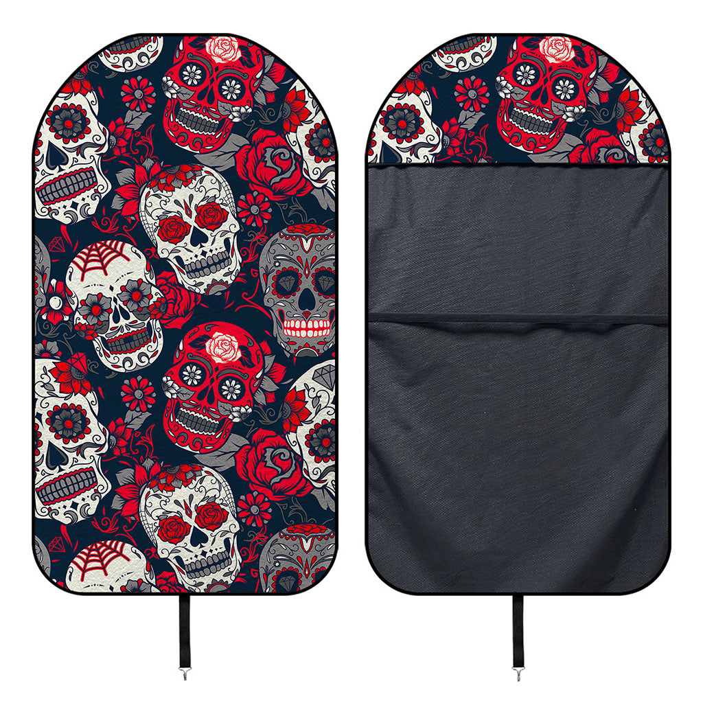 White Red Sugar Skull Pattern Print Waterproof Car Seat Cover