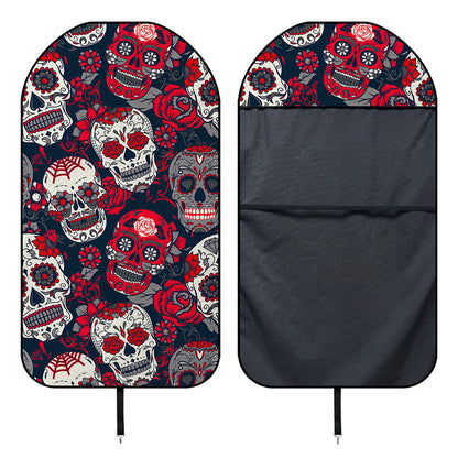 White Red Sugar Skull Pattern Print Waterproof Car Seat Cover