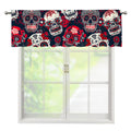 White Red Sugar Skull Pattern Print Window Valance