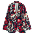 White Red Sugar Skull Pattern Print Women's Blazer