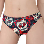 White Red Sugar Skull Pattern Print Women's Panties
