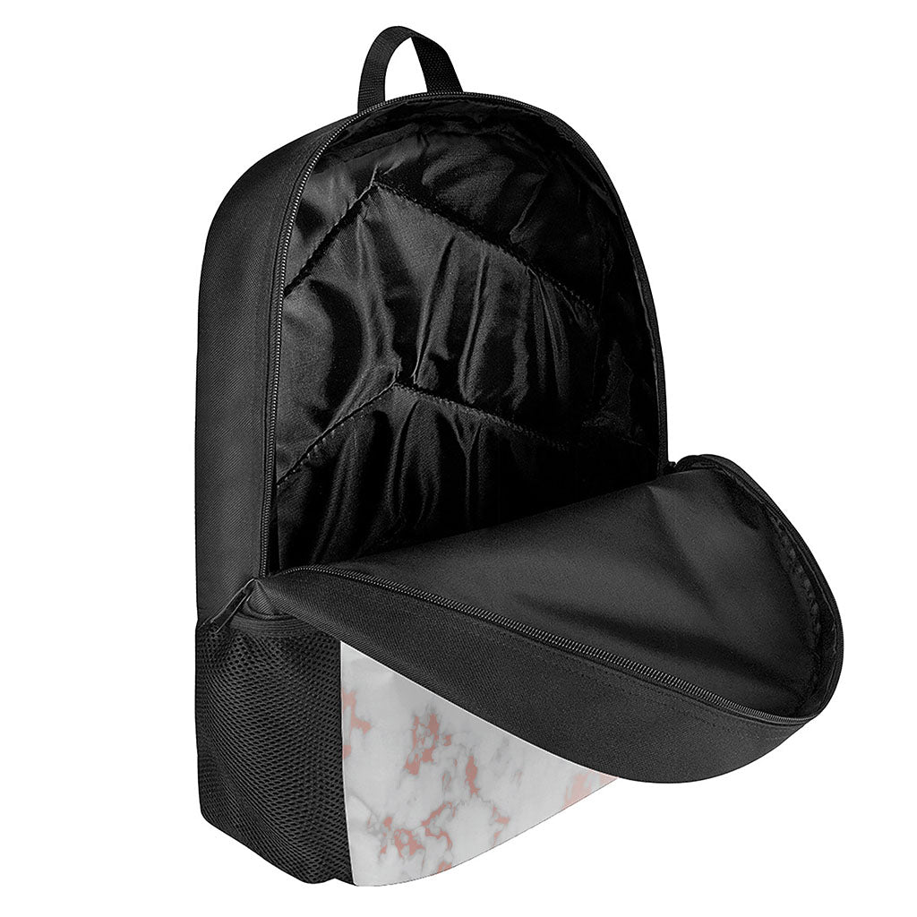 White Rose Gold Marble Print 17 Inch Backpack