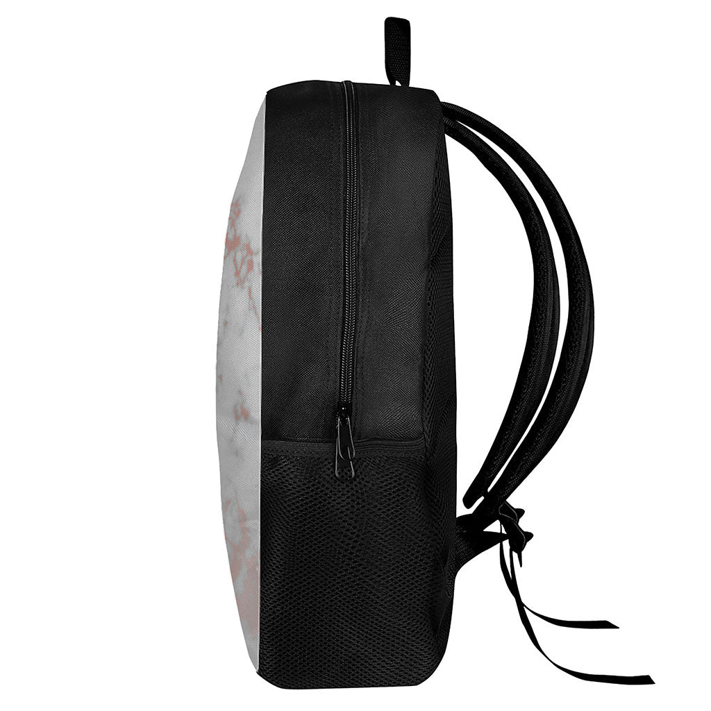 White Rose Gold Marble Print 17 Inch Backpack