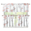 White Rose Gold Marble Print 3 Piece Kitchen Curtains