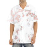 White Rose Gold Marble Print Aloha Shirt