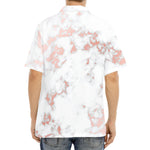 White Rose Gold Marble Print Aloha Shirt