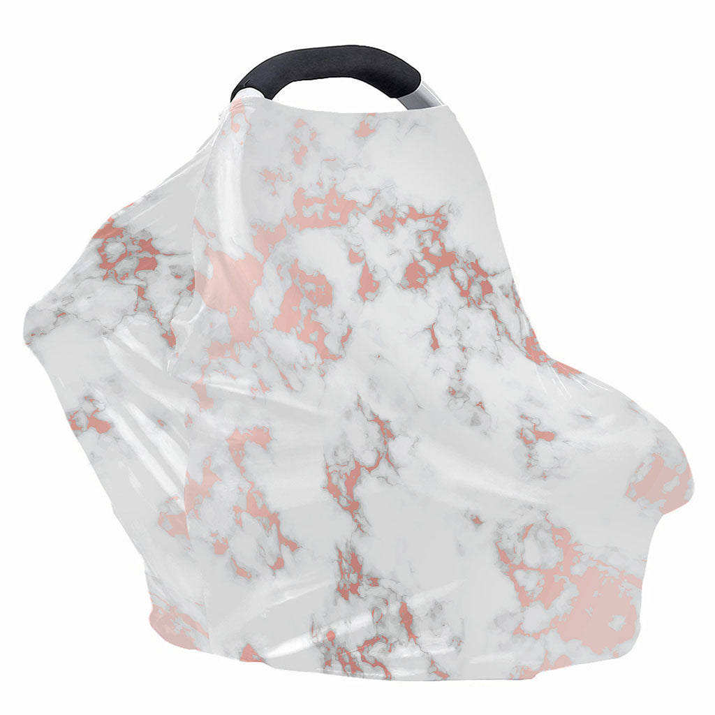 White Rose Gold Marble Print Baby Seat Cover