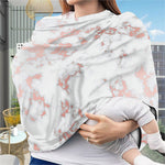 White Rose Gold Marble Print Baby Seat Cover