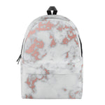 White Rose Gold Marble Print Backpack