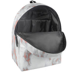 White Rose Gold Marble Print Backpack
