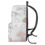White Rose Gold Marble Print Backpack