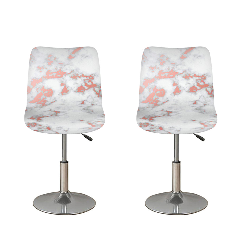 White Rose Gold Marble Print Bar Stool Covers