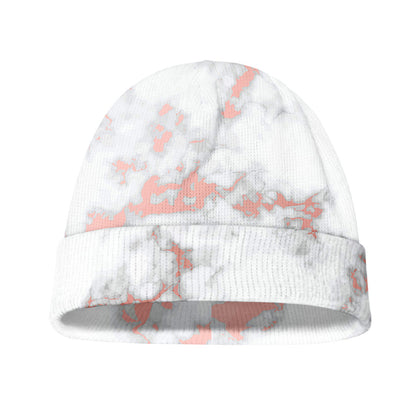White Rose Gold Marble Print Beanie