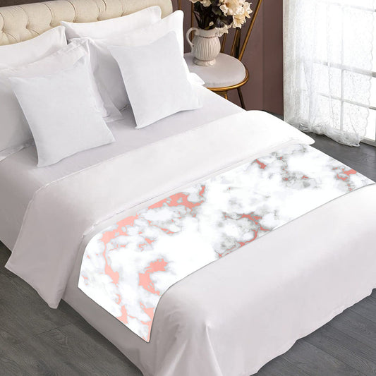 White Rose Gold Marble Print Bed Runner