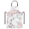 White Rose Gold Marble Print Bib Apron With Pocket
