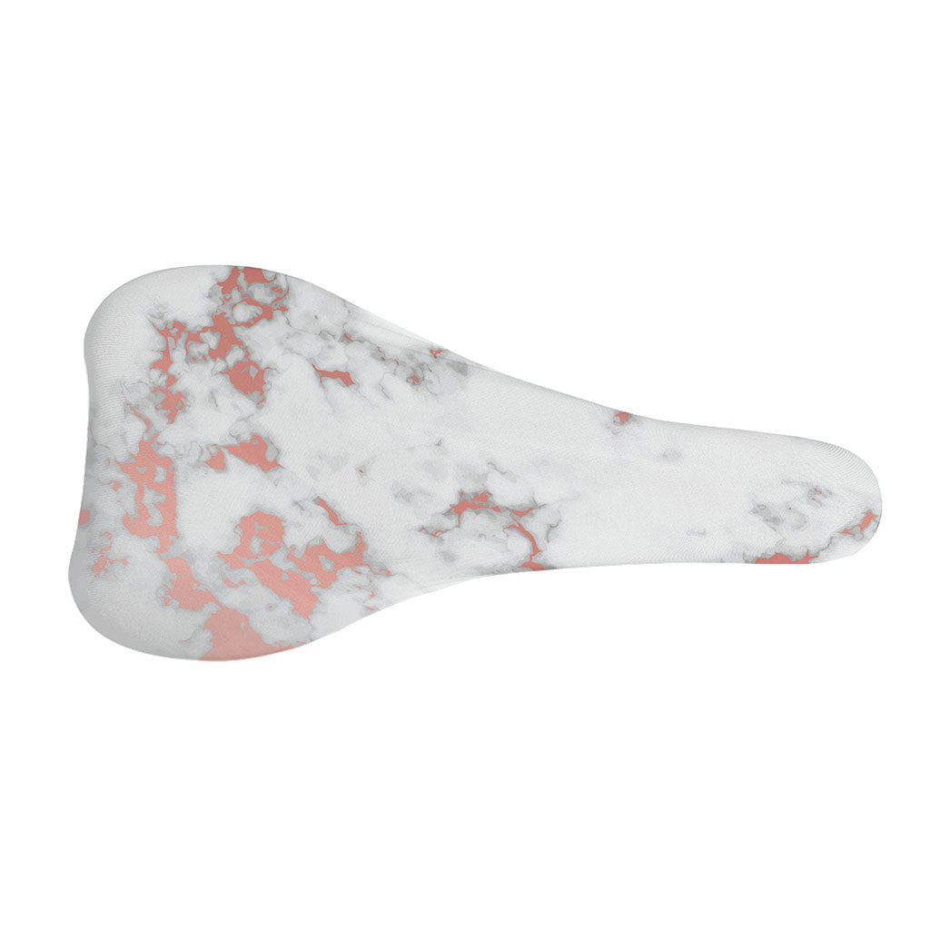 White Rose Gold Marble Print Bicycle Seat Cover