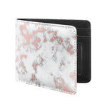 White Rose Gold Marble Print Bifold Wallet