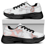 White Rose Gold Marble Print Black Chunky Shoes